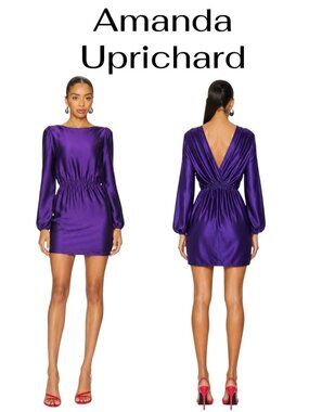 REVOLVE FAV | Amanda Uprichard 100% Silk Blouson Pleated longsleeve Mini dress s